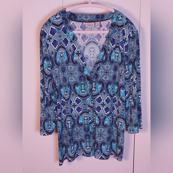 Easywear by Chico's Top Size 3 XL Single Button Closure Three Quarter Cardigan - Picture 9 of 11